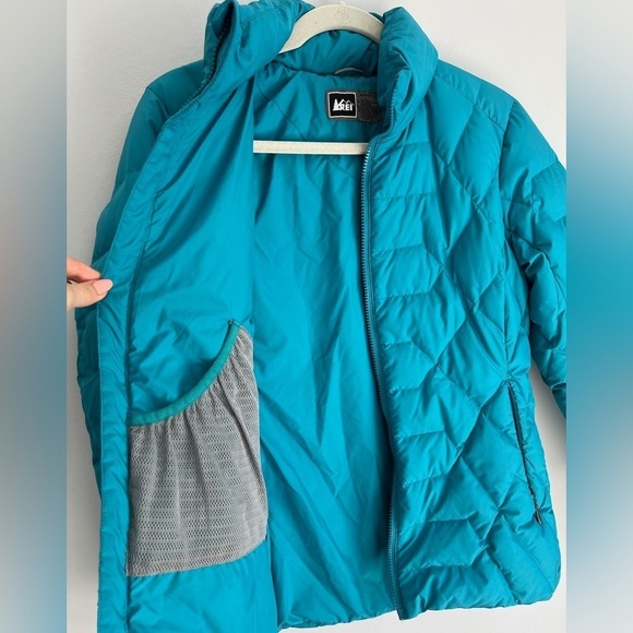 152. REI Women’s Down Puffer Jacket Blue Green Small - Picture 9 of 14